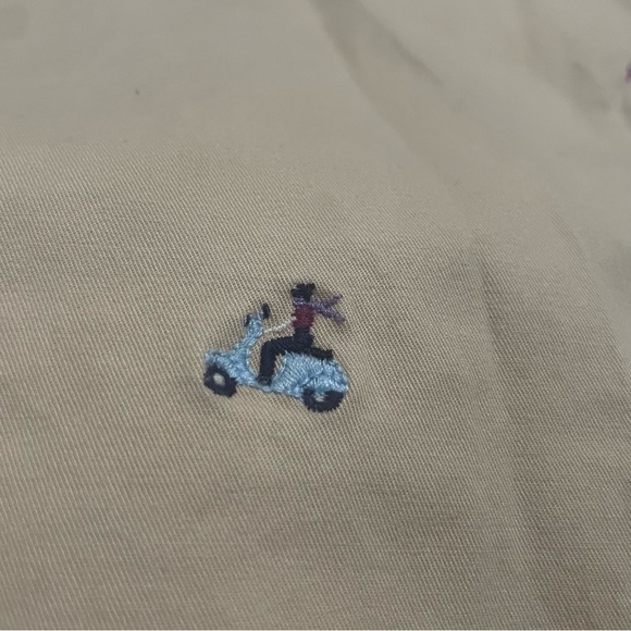 Talbots Women's Tan/Khaki Embroidered Relaxed Chino | Vespa Ride | Size 8 - Picture 7 of 7